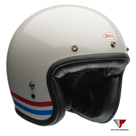 Capacete Bell Custom 500 - Stripes Gloss Pearl White/Red/Blue