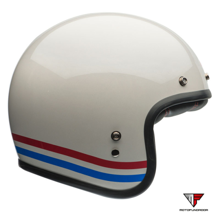 Capacete Bell Custom 500 - Stripes Gloss Pearl White/Red/Blue