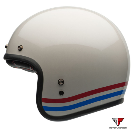 Capacete Bell Custom 500 - Stripes Gloss Pearl White/Red/Blue