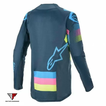 Camisola Alpinestars Techstar Venom - Navy Aqua Pink Fluo