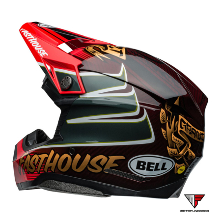Capacete BELL Moto-10 Spherical Helmet - Fasthouse DITD 24 Gloss Red/Gold