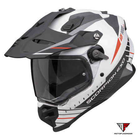 Capacete Scorpion ADF-9000 Air Feat - Branco / Preto / Vermelho