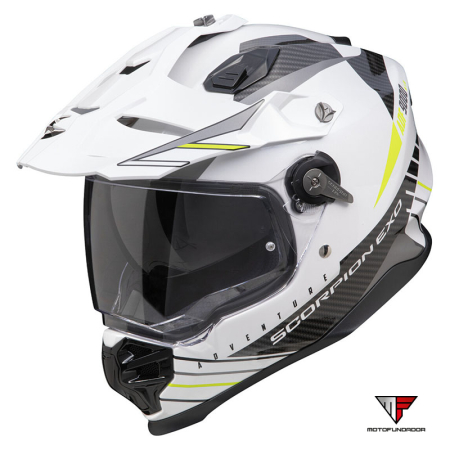 Capacete Scorpion ADF-9000 Air Feat -Branco/Preto/Amarelo 