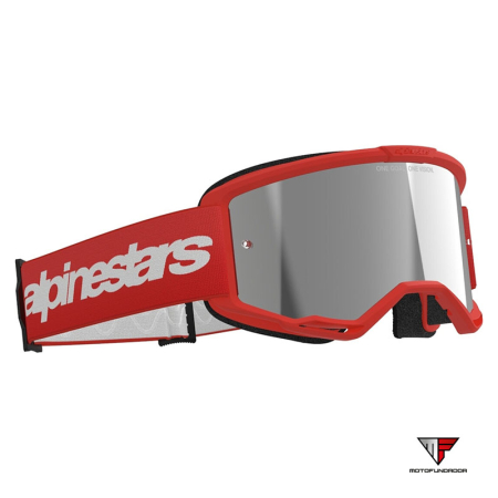 Oculos Alpinestars Vision 3 Wordmark -Vermelho - Lente Prata Espelhada
