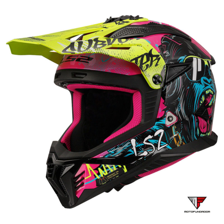 Capacete LS2 MX437 Fast II Mini Gorilla - Purpura / Amarelo