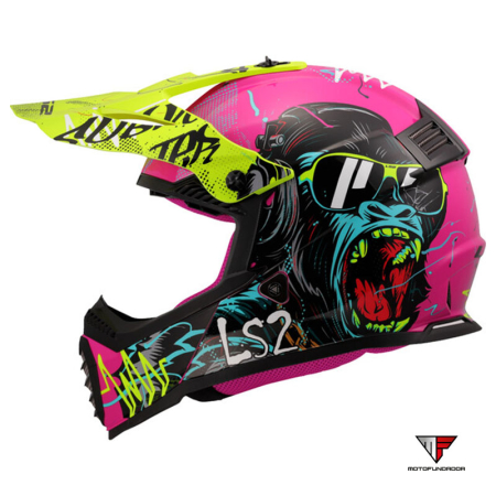 Capacete LS2 MX437 Fast II Mini Gorilla - Purpura / Amarelo