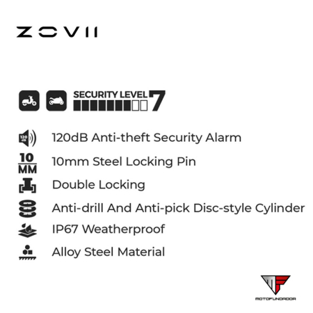 Cadeado de Disco com Alarme ZOVII Amarelo Fluo