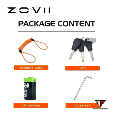 Cadeado de Disco com Alarme ZOVII Laranja Fluor
